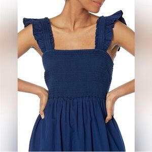 THE DROP Kimi Smocked Midi Dress Navy Blue S